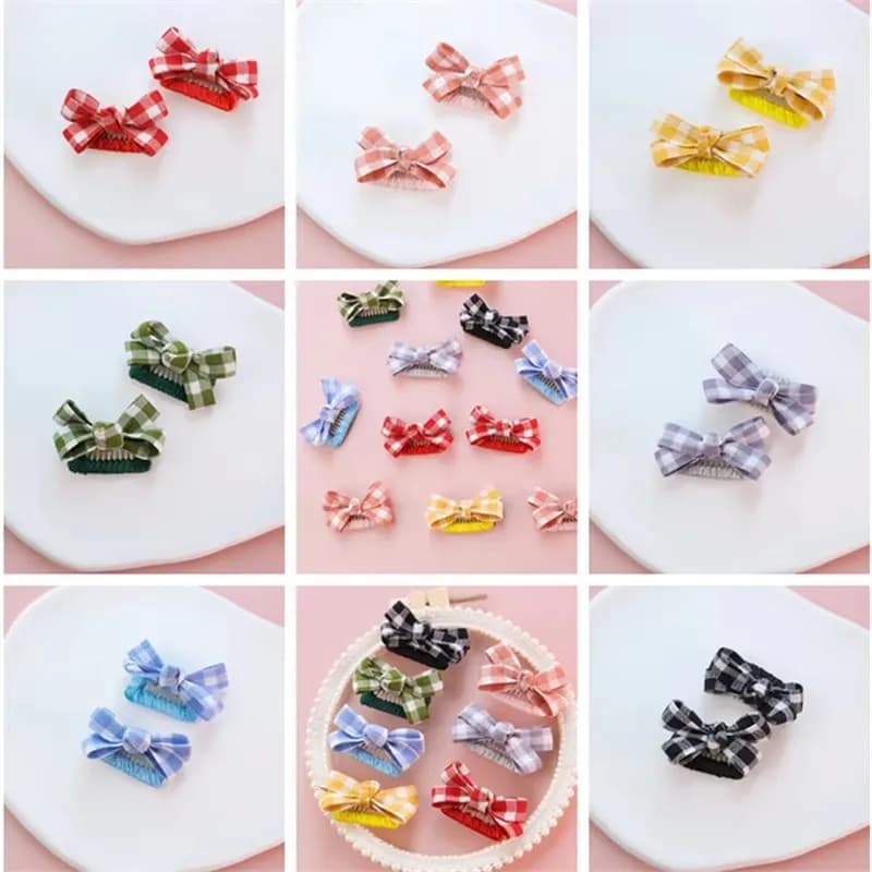 Simpatico fiocco scozzese BB Clip Accessori per capelli per animali domestici fatti a mano alla moda per piccoli cuccioli di gatto Fermagli per capelli per toelettatura di cani Accessori per animali domestici