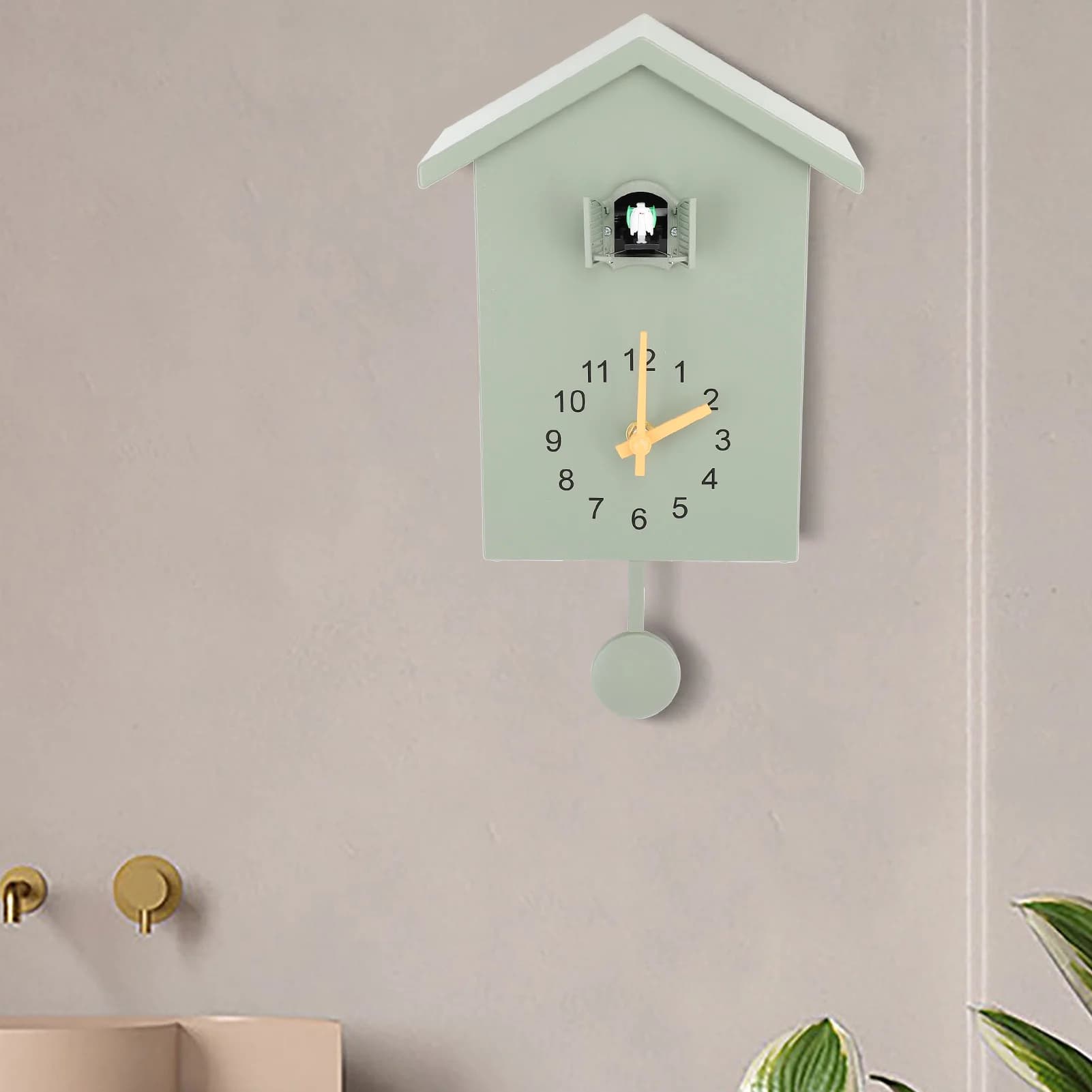 Wall Clock Nordic Decorative Easy Installation Battery-powered Voice Call for Office Birds Wall Clock Pendulum Wall Clock Bird Case