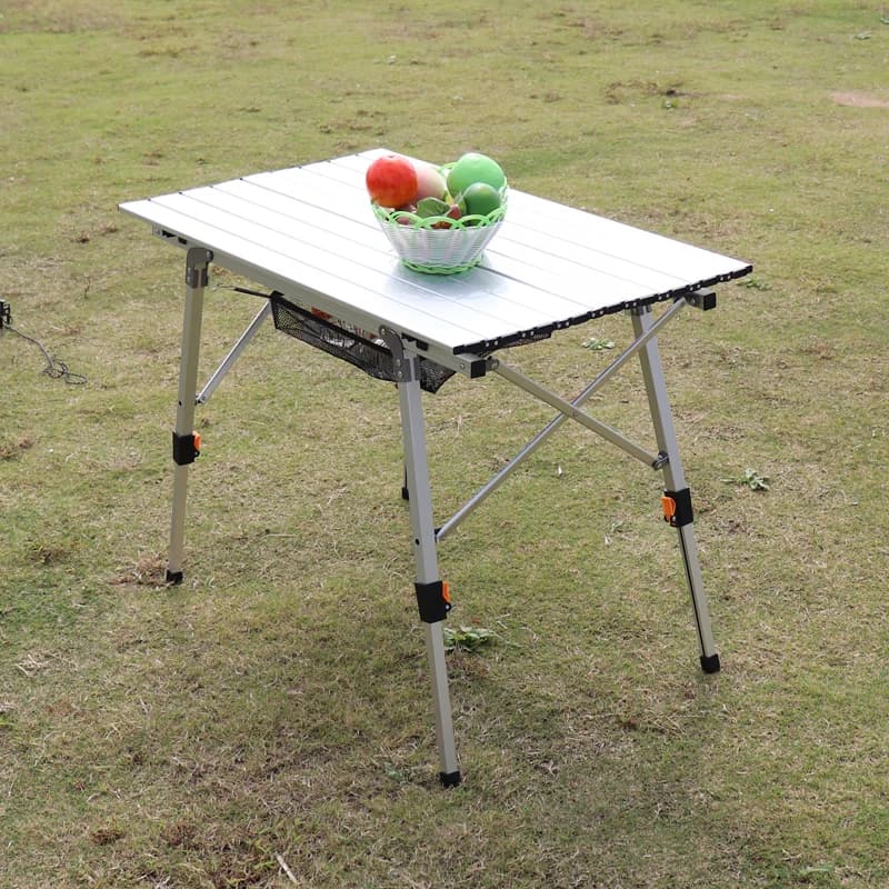 Telescopic Portable Camping Table Adjustable in Height 90 Cm with Gas cooker, Tray and Grilling Equipment for Open Kitchen