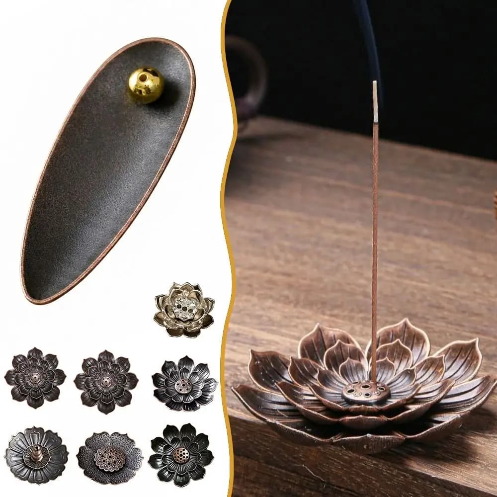 Durable Simple Alloy Incense Holder Multi-Hole Lotus Shape Incense Stick Holder Decorative Incense Burner Temples Home Office