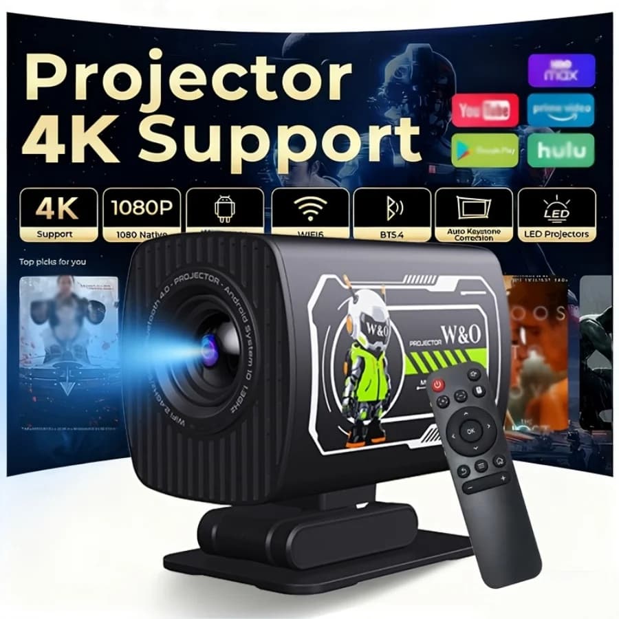 2026 New 1080P Projector Portable Mini Projetor Wired with Speakers For Phone Movies,without built-in app,Dual 200 ANSI Allwinner Home Cinema Outdoor Office Projetors High-definition Decoding Video, Cast High Definition Large Screen Movies