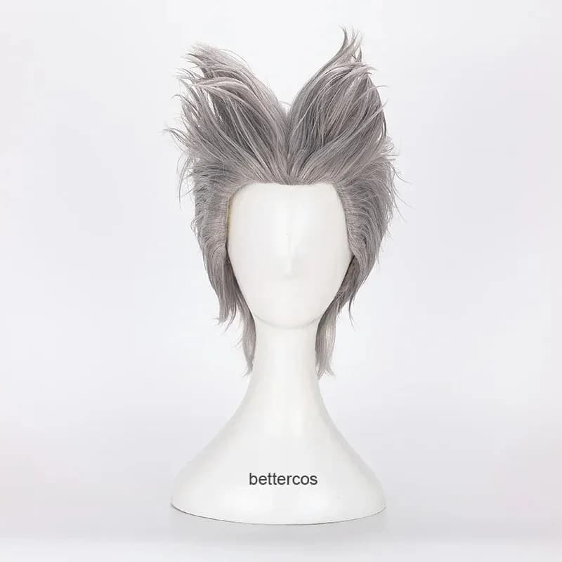 GAROU Cosplay Short Mixed Silver Grey Curly Heat Resistant Synthetic Hair Wig Capx;3,v'6.f;9,