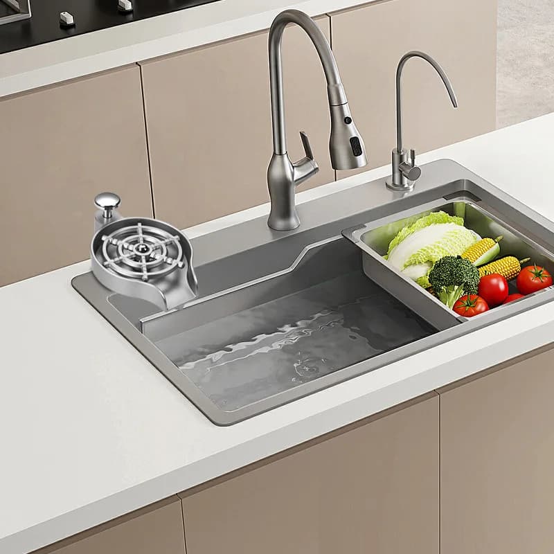 Lavabicchieri 2 in 1 per lavello da bar con dispenser sapone e risciacquatore portatile ad alta pressione per la pulizia automatica dei bicchieri a pressione