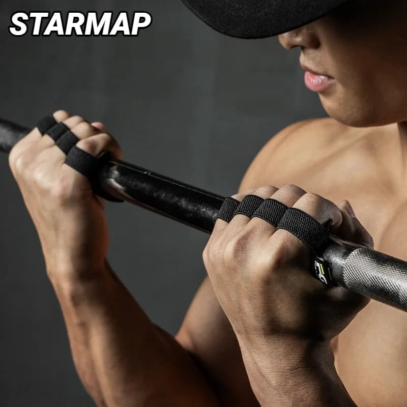 Guanti da fitness a quattro dita per uomo e donna, traspiranti, antiscivolo, con assorbimento degli urti, in pelle, per allenamento con manubri e sollevamento pesi.