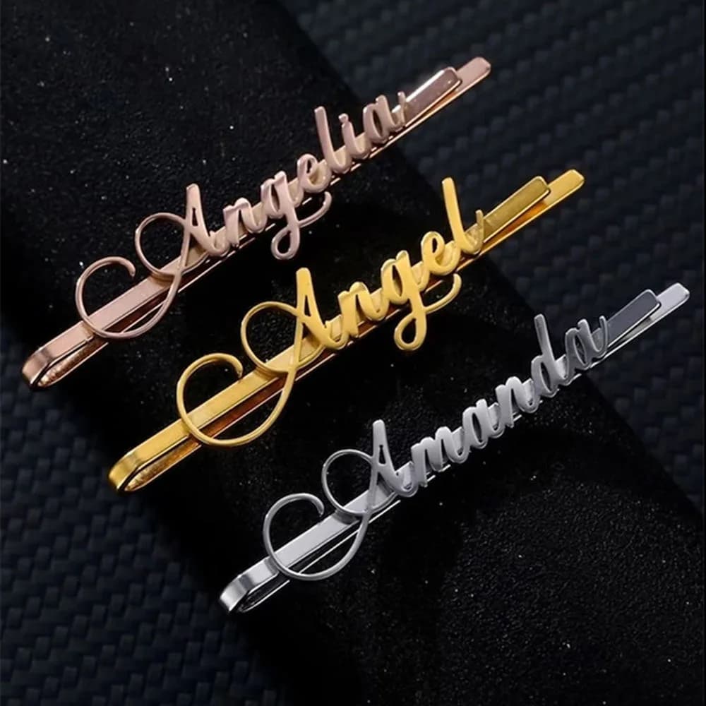 Fermagli per capelli con nome personalizzato Forcina carina alla moda Fascia per capelli con ciondolo in acciaio inossidabile personalizzato Accessori per gioielli regalo da sposa