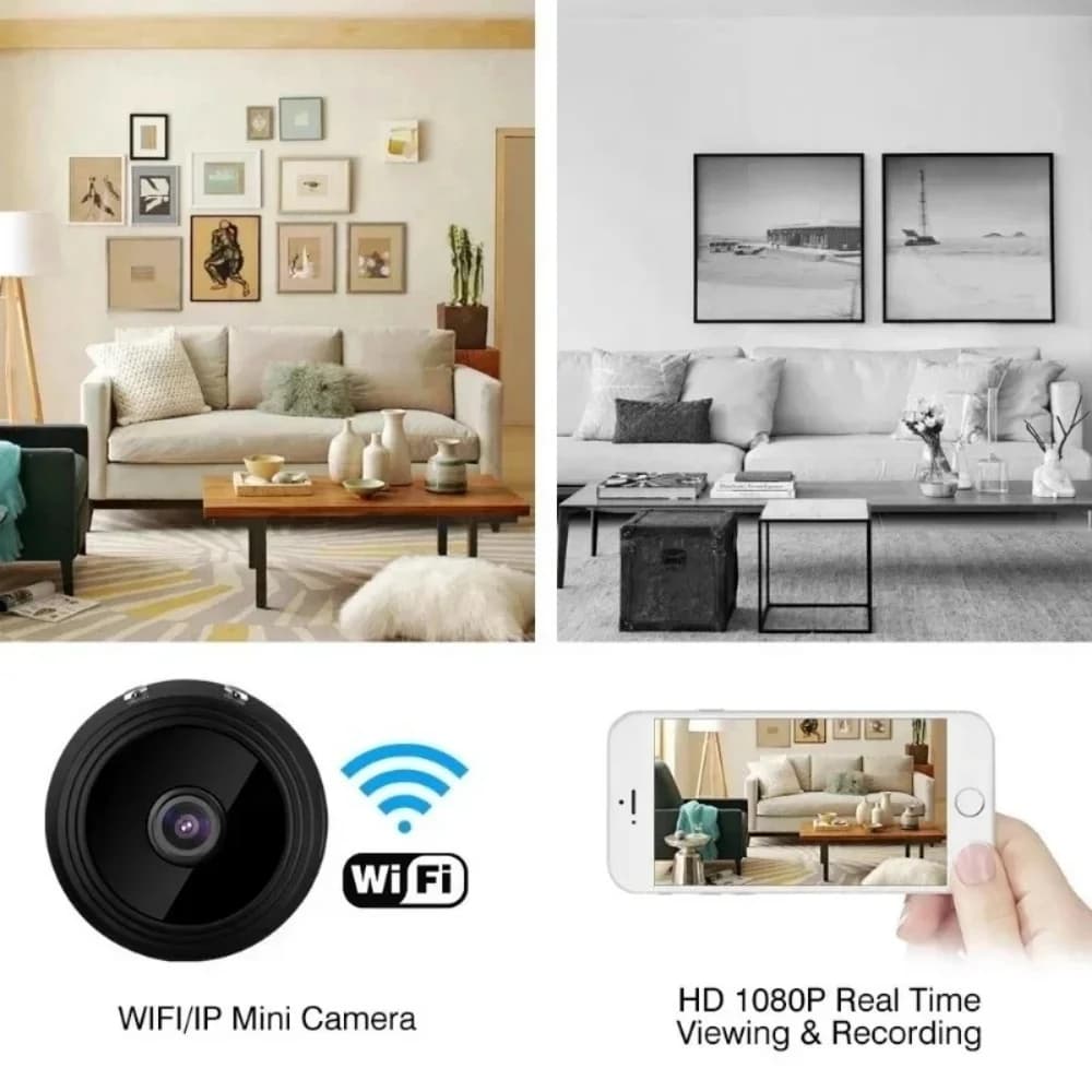 Mini Telecamera WiFi HD 1080P, Videocamera di Sicurezza Wireless con Visione Notturna, Magnete Integrato, Visualizzazione Remota tramite Telefono per Casa, Bambini, Ufficio