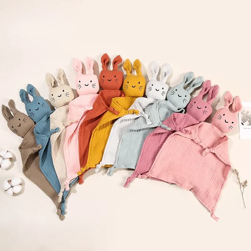 Coperta trapuntata in mussola di cotone per bambini asciugamano in mussola di coniglio bambole morbide per neonati Cute Cat Kids Sleep Toy coperta di stoffa