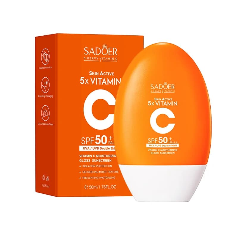 Crema Solare Idratante con Vitamina C SPF50+ PA+++ 50ml, Protezione ad Ampio Spettro UVA/UVB, Crema Solare Anti-Photoaging
