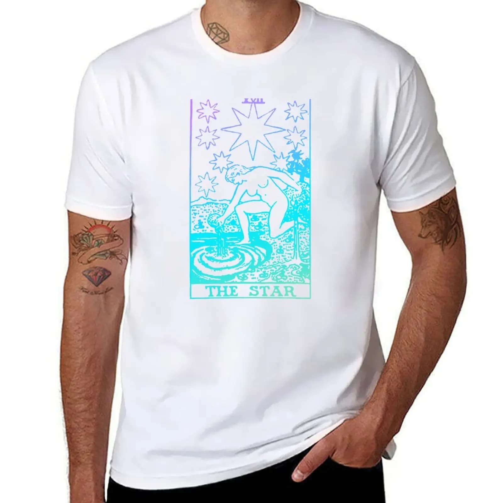 T-shirt The Star Tarot Card Rider Waite Witchy T-shirt a maniche corte per esercizi in palestra