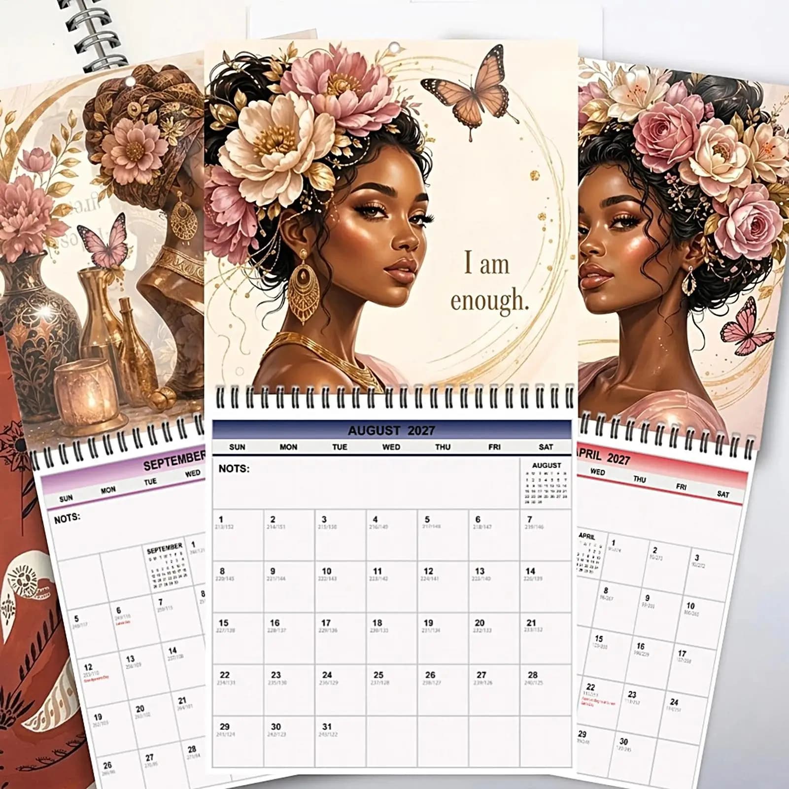 Wall Calendar 2027 12 Month Hangable Coil Planner Flowers Decorative Family Schedule Planner Organizer For Home Office Decor