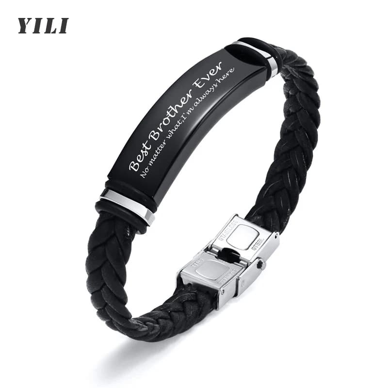 Bracciale in pelle personalizzato per uomo bracciale in acciaio inossidabile con nome inciso personalizzato regalo per lui braccialetto personalizzato regalo