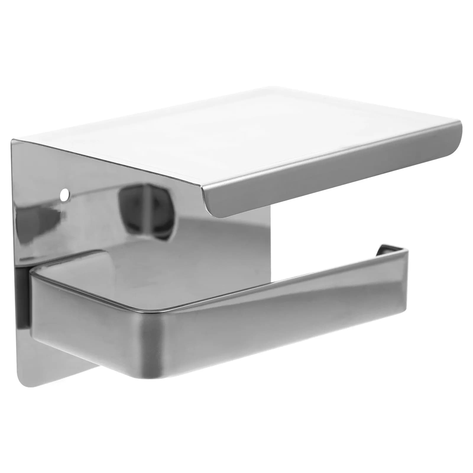 Portarotolo da parete in acciaio inossidabile con mensola, portaoggetti da bagno per telefoni, sigarette, occhiali, orologi e posacenere