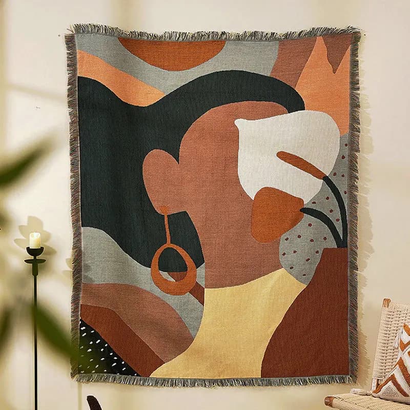 Retro European Style Canvas Wall Decorative Hanging Tapestry Camping Atmosphere Pad Cotton Linen Oil Painting Blanket Sofa Cover