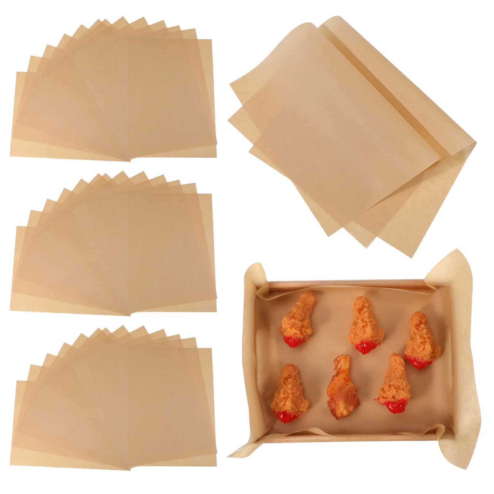 100Pcs Baking Parchment Paper Sheets Non-Stick Oil-Proof High Temp Resistant Oven Air Fryer Microwave Food Wrapping Baking Pan