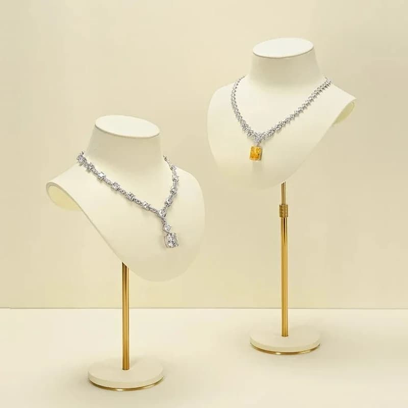 Exhibitor for portraits of jewelry necklaces, metal microfiber pearl pendant, portrait neck display