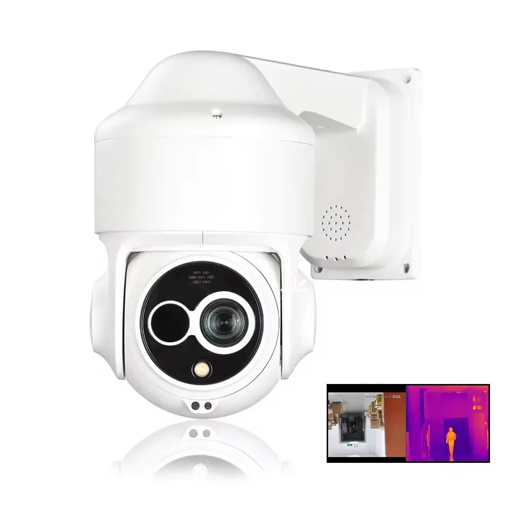 JIND CCTV Telecamera PTZ di sicurezza termica Zoom 20X Microbolometro VOx non raffreddato Telecamera di rete IP bi-spettro termica e ottica