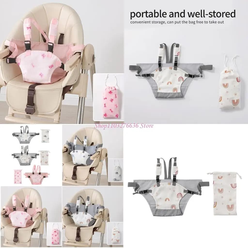 R6FD Universal Baby Feeding Chair Safety Belt Portable Adjustable Harness Fixing Strap for Travel Dining Restaurant Trip