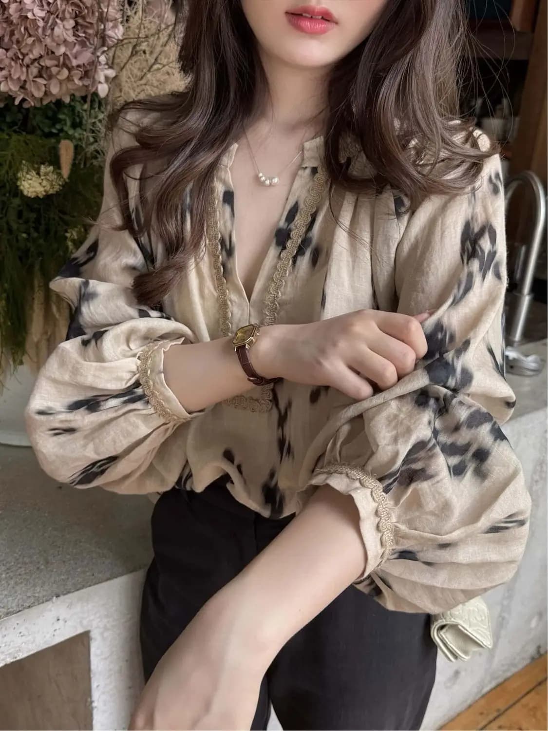 2026 Autumn New Chinese Style Commuter Lace Long Sleeve Loose Shirt Slim Skinny Shirt Top