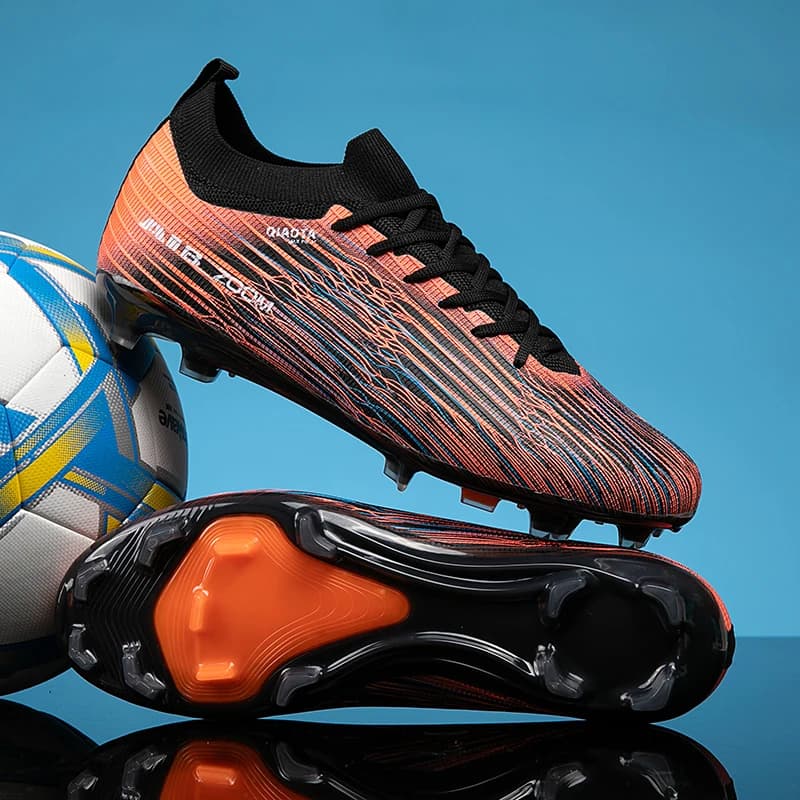 Scarpe da Calcio con Tomaia in Rete Traspirante, Supporto alla Caviglia, Tacchetti Antiscivolo, per Allenamento e Partite su Prato Esterno