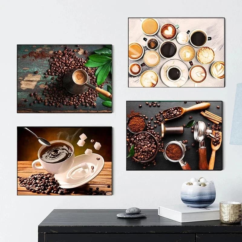 Nordic Canvas Painting Coffee Bean Poster Coffee Machine Art Prints HD Print Posters Nordic Wall Pictures Coffee Shop Decorat