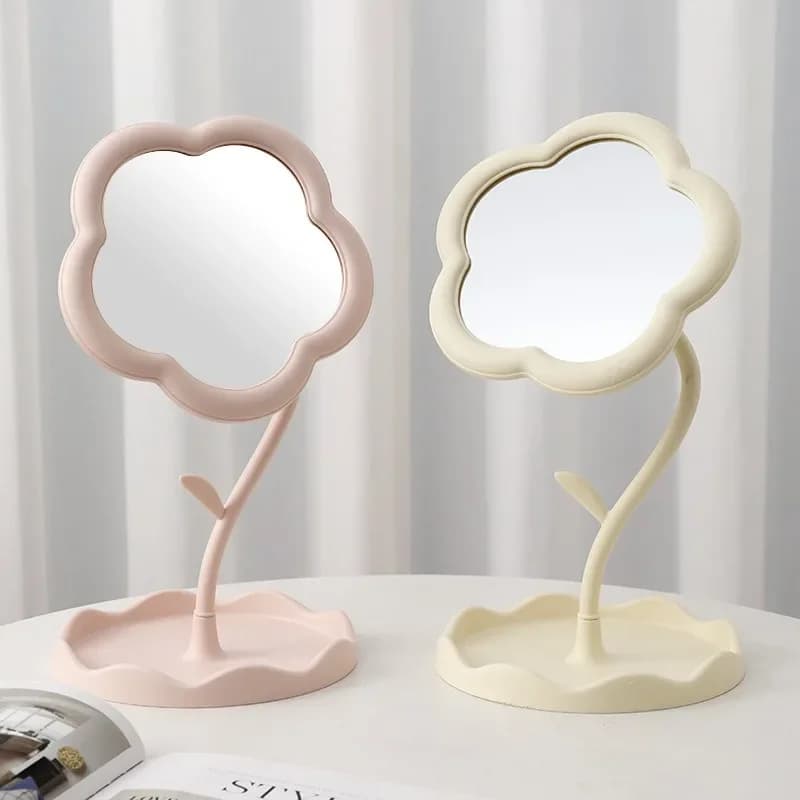 Specchio per trucco da tavolo girasole per studenti Specchio da toeletta per bellezza floreale con organizer per gioielli da appendere per ragazze