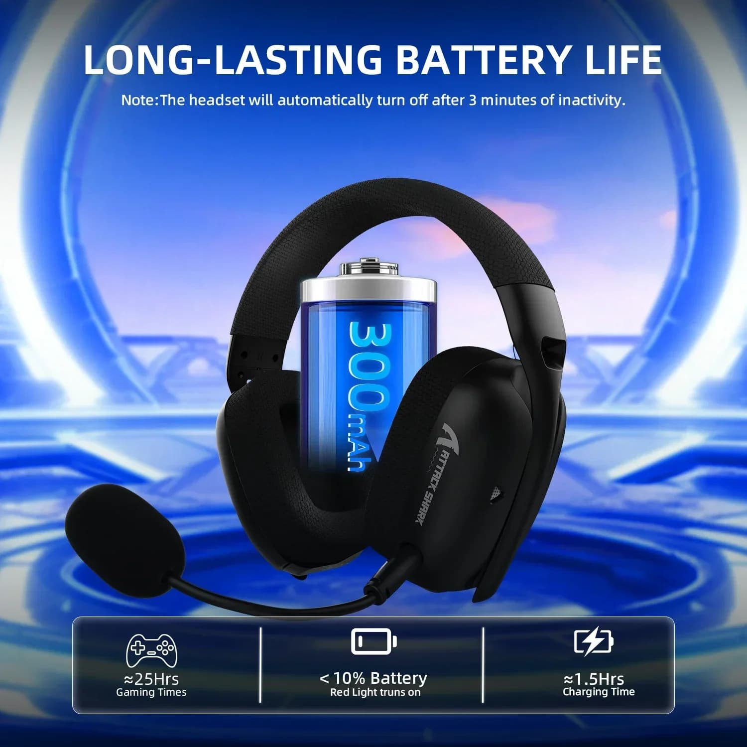 ATTACK SHARK L80PRO Cuffie da Gaming Wireless con Tecnologia Lightseed, Microfono Doppio Integrato e Rimovibile, Leggere, Connessione Tri-Mode
