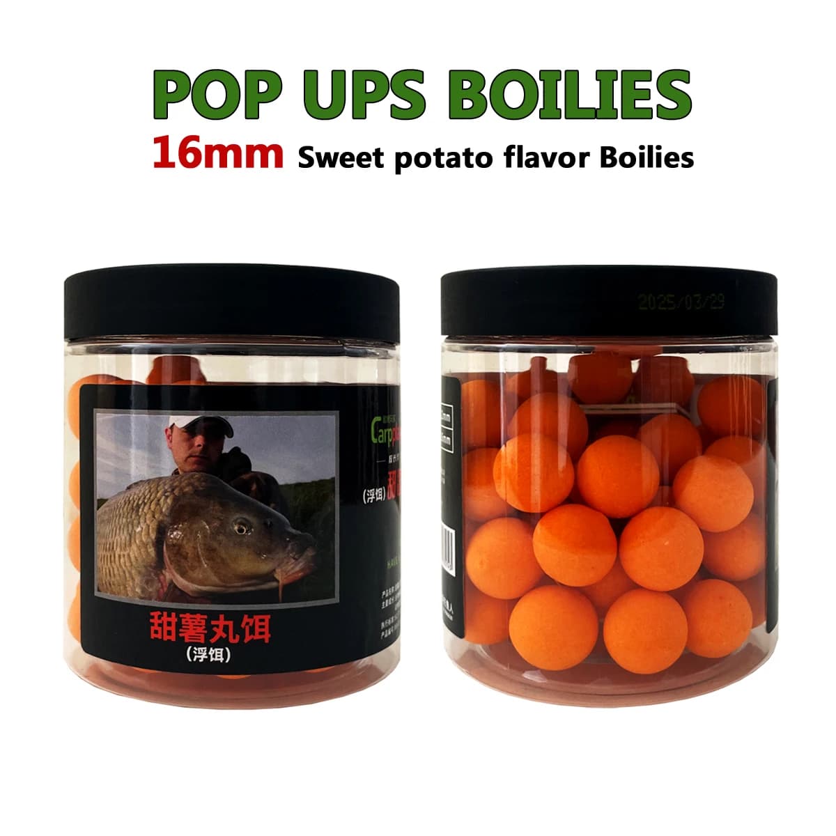 40 palline per esca pop-up per carpa con sapore di patate dolci da 16 mm | Perfetto per la carpa grande nelle acque all'aperto | Esca da pesca premium