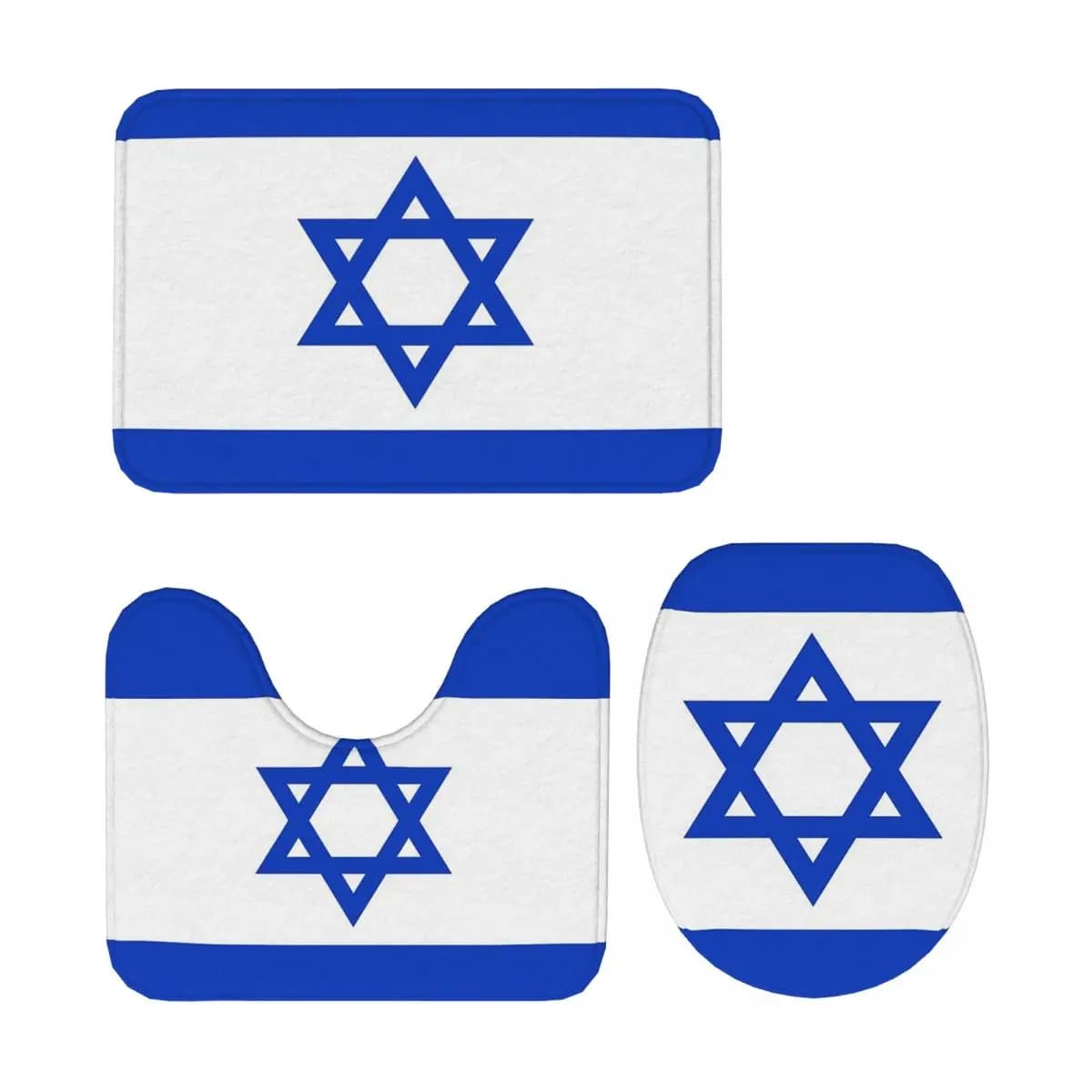 Bandiera di Israele 3 pezzi Tappetino da bagno Set da bagno Copriwater Decorazioni per la casa Tappeto antiscivolo