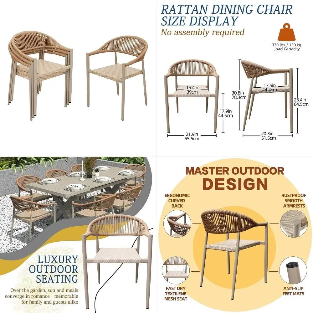 HOUSE Patio Rocking Chairs Set of 2 with Thick Cushions, High Back Metal Outdoor Rockers, All Weather Garden Furniture for Back