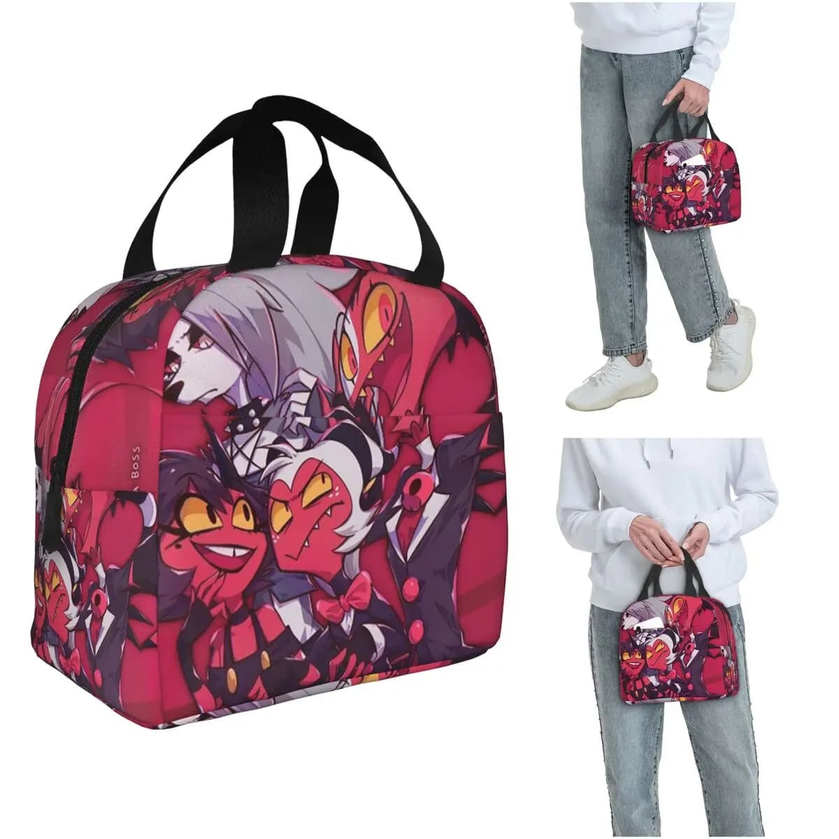 Loona Collage Helluva Boss Anime Borsa per il pranzo isolata per bambini Scuola Cooler Scatola per alimenti termica Tote Scatole per il pranzo portatili Contenitore