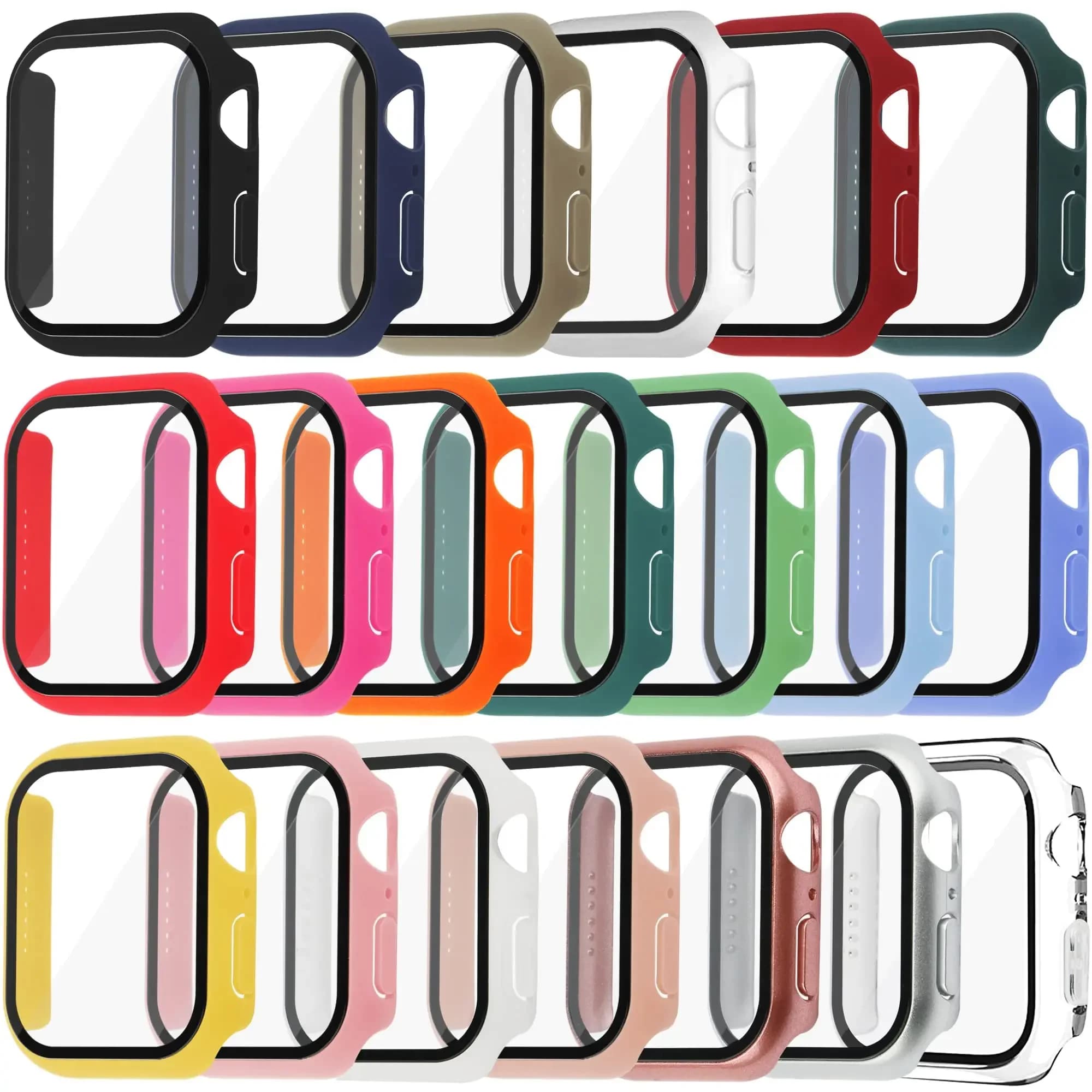 Tempered Glass + Cover for Apple Watch Case 45mm 41mm 44mm 40mm 42mm Apple Watch Screen Accessories Series 9 4 5 6 SE 7 8