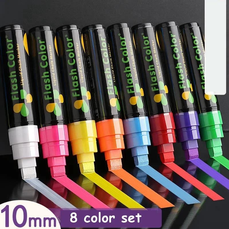 8 Colors LED Fluorescent Highlighter Markers, Erasable Chalk Pens, 5-10mm Tip Stationery for LED Writing Graffiti & Art Painting