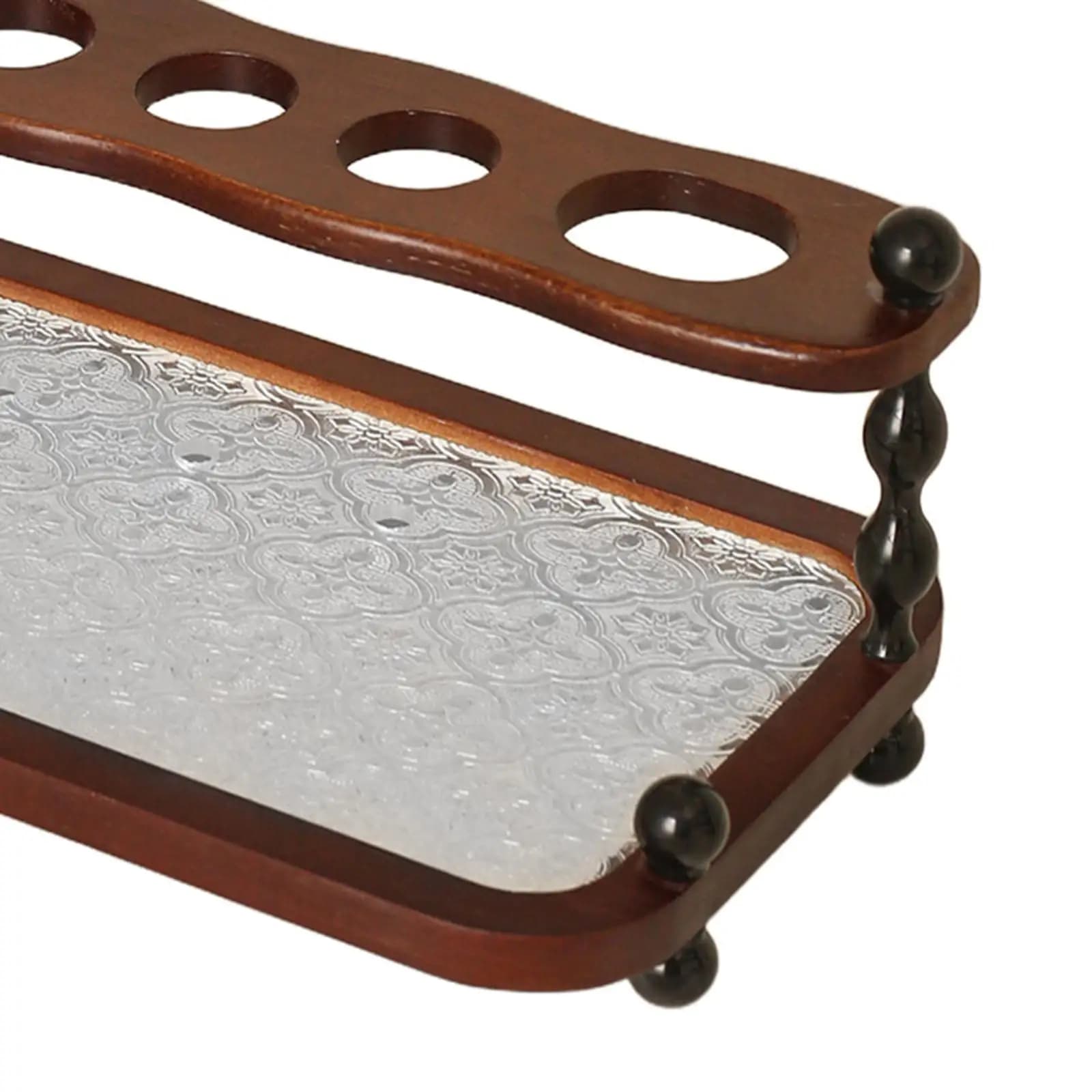 Organizzatore Porta Spazzolini in Legno e Acrilico con Cinque Scomparti per Spazzolini Elettrici, Supporto da Bagno per Piano di Lavoro