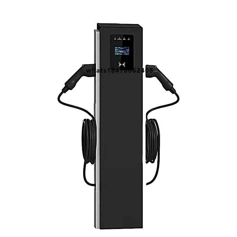 Nuovo caricatore per veicoli elettrici a doppia presa da pavimento a soffitto, 380V 64A 44KW tipo 2, con schermo pubblicitario, tre uscite