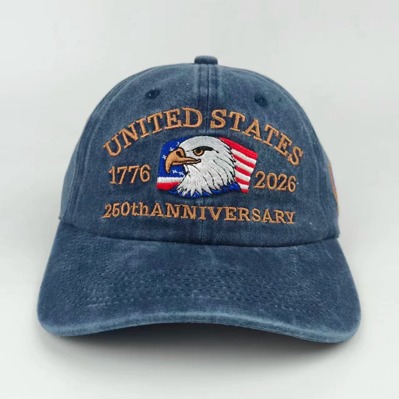 250th Anniversary Embroidered Retro Washed Outdoor Baseball Hat with American Flag