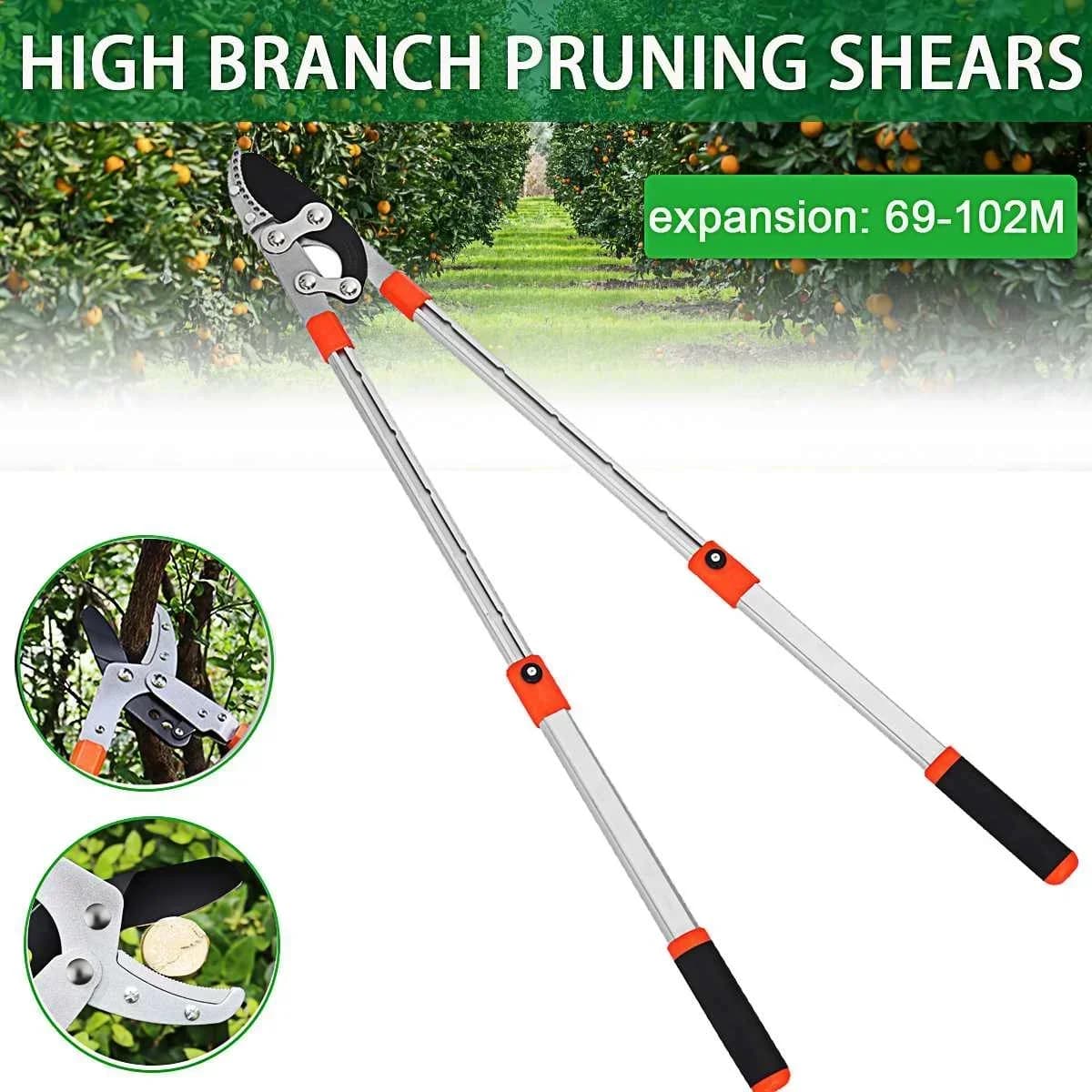 Green/Orange Telescopic Pruning Shears High Branch Pruning Tool Long Reach Aluminium Handle Picker Pruner Garden Tools YT273