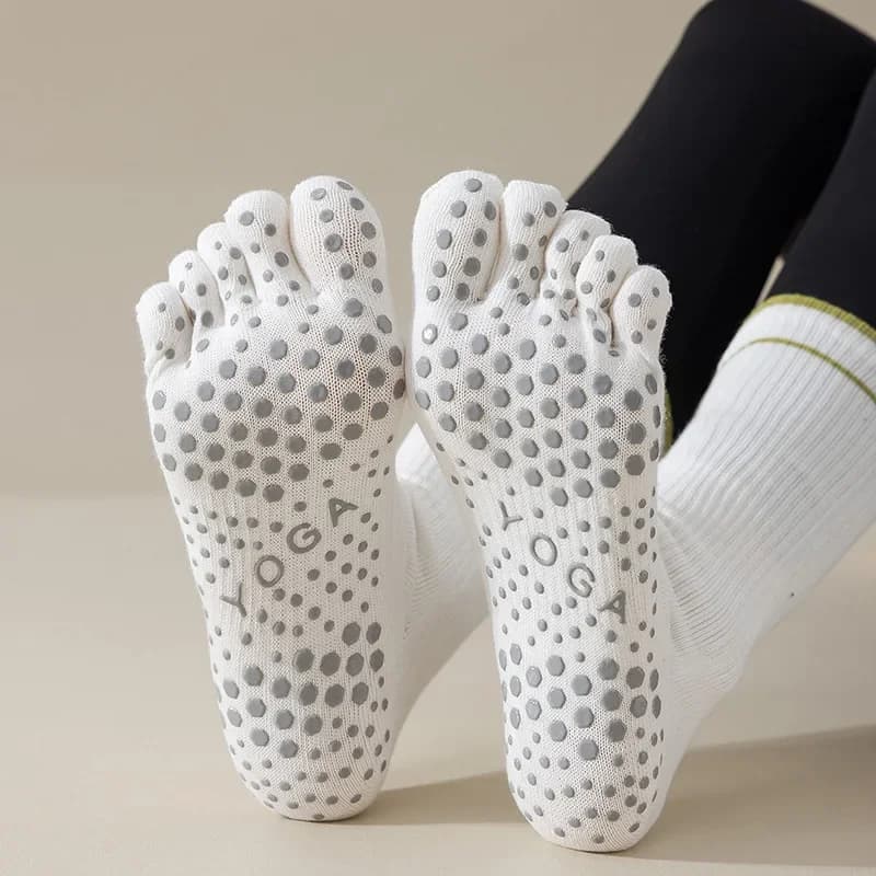 1 paio di nuovi calzini da yoga antiscivolo in silicone a cinque dita, morbidi e traspiranti, per danza classica, fitness, sport, calzini antiscivolo per pilates