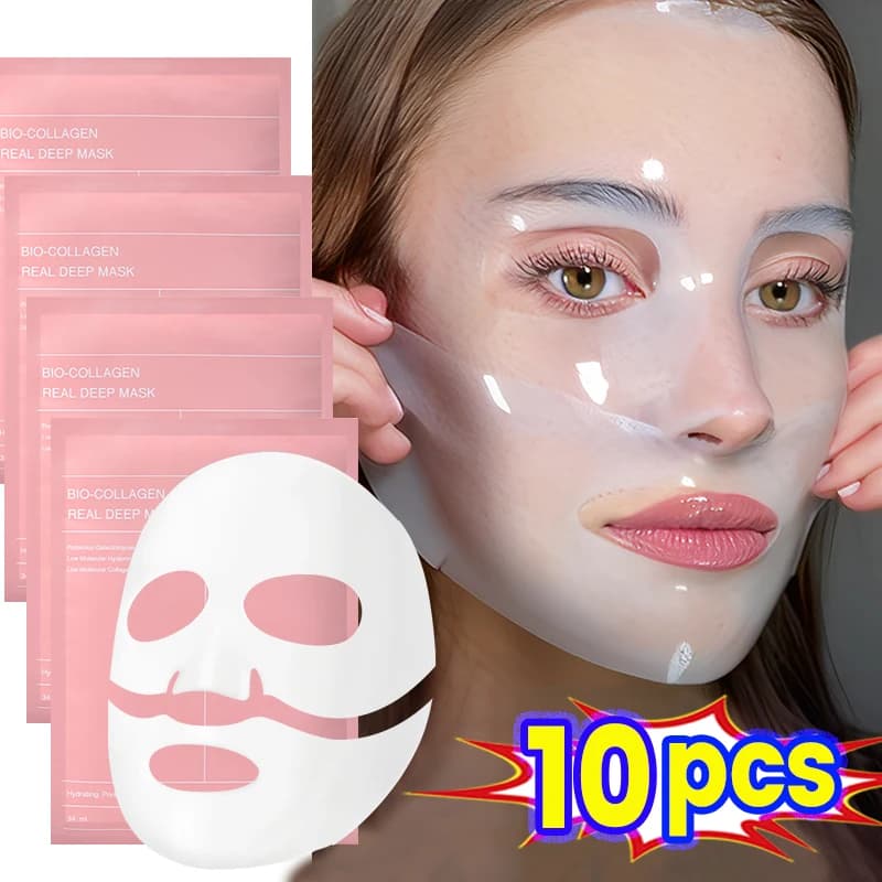 1/2/5/10 Pz Bio Collagen Mask for Face Reducing Pores Hydrating Deep Hydrating Mask Divisa Rassodante Nutrire Illuminating Face Skin Care