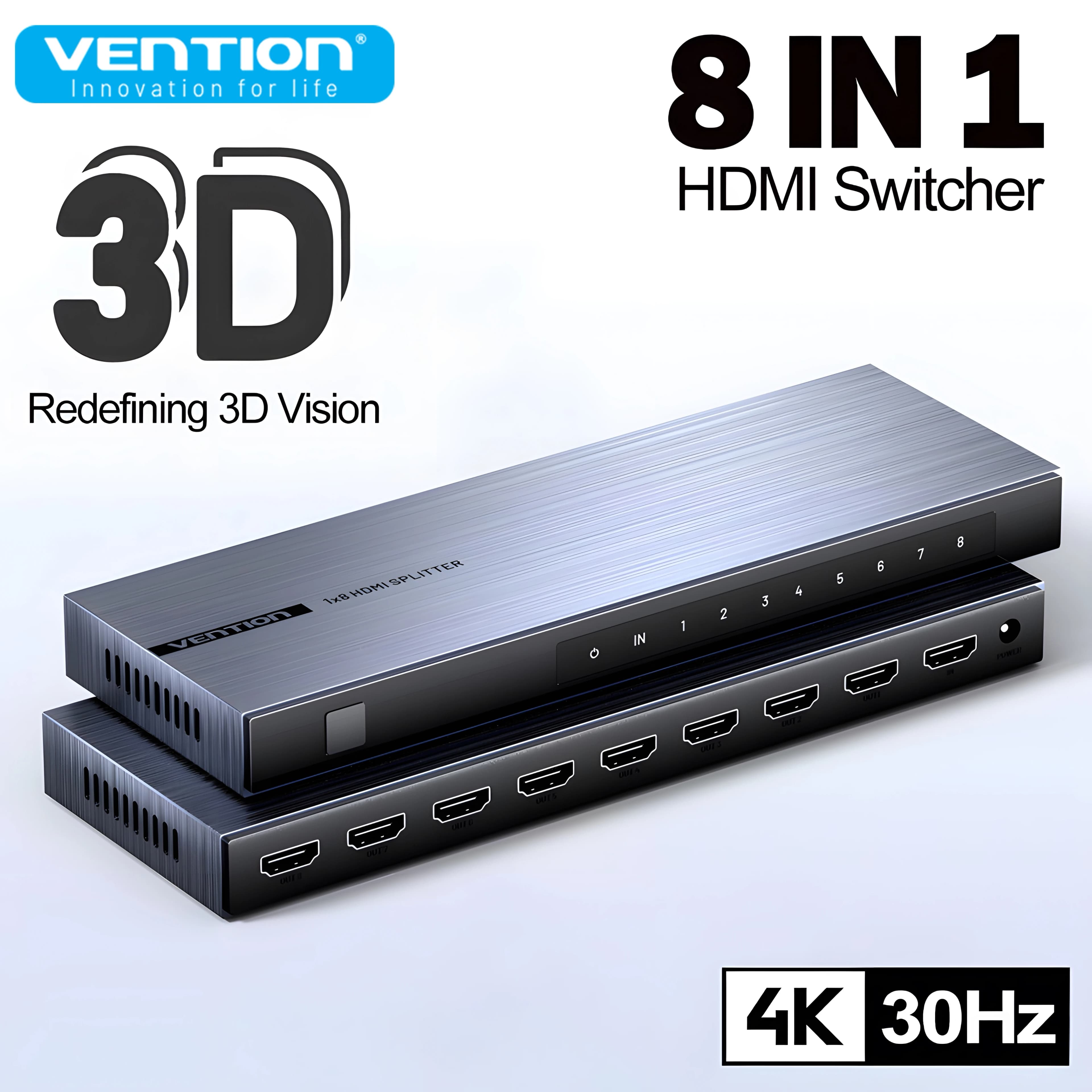Vention 8 in 1 4K @ 30Hz HDMI Switcher Splitter HDMI compatible TV adapter for XBOX PSD DVD Laptop TV HDTV to monitor TV