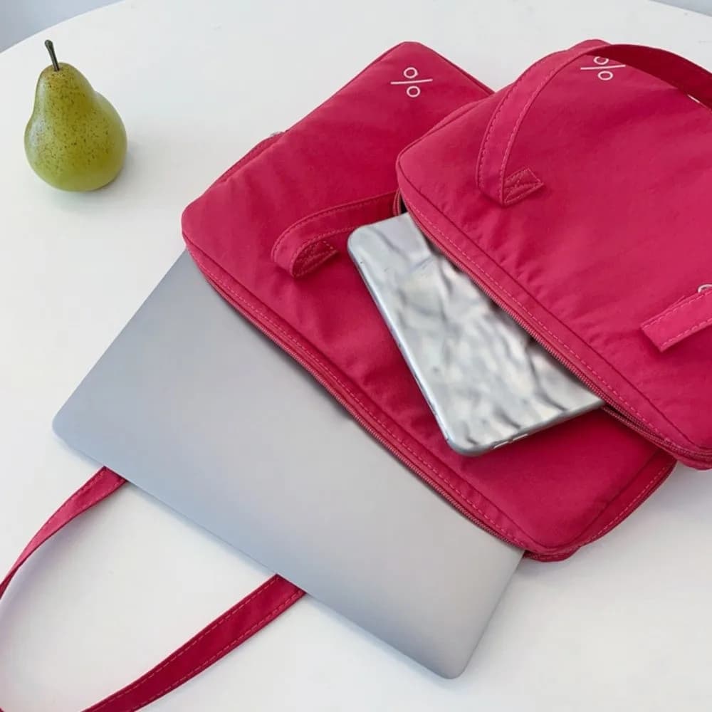 Stylish Handle Style Laptop Sleeve Portable Simple Computer Handbag Lightweight Sweet Laptop Bags Women/girl
