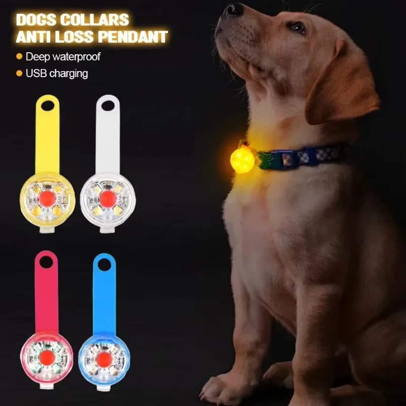 Ciondolo LED Luminoso per Tracciamento Animali Domestici, per Cani e Gatti - Luce di Sicurezza LED Indossabile Antifurto Impermeabile con Ricarica USB