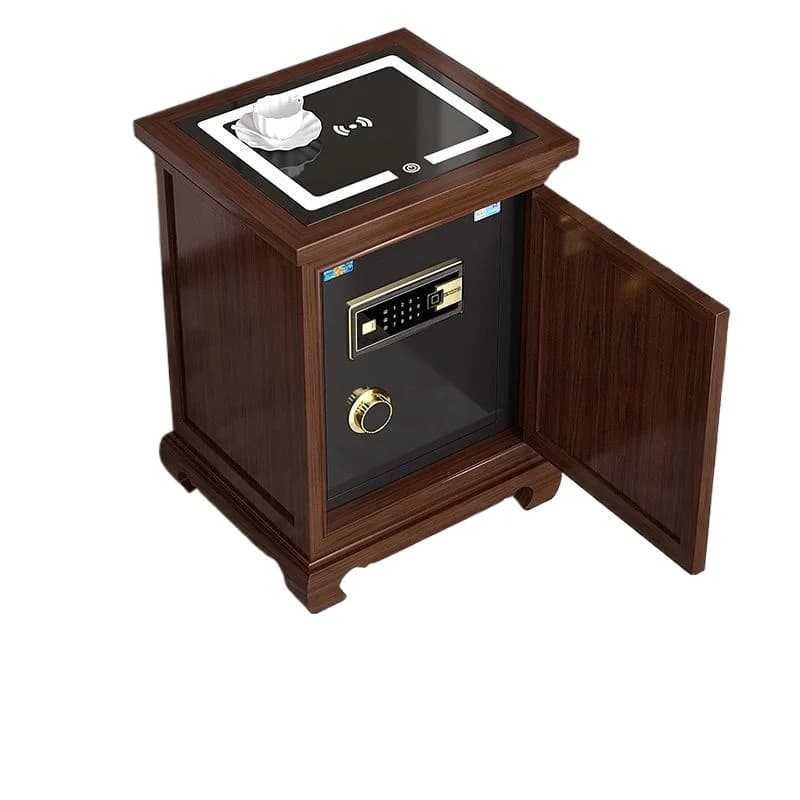 Cassaforte in legno massello con luce notturna Cassaforte con password per comodino intelligente da 68 cm