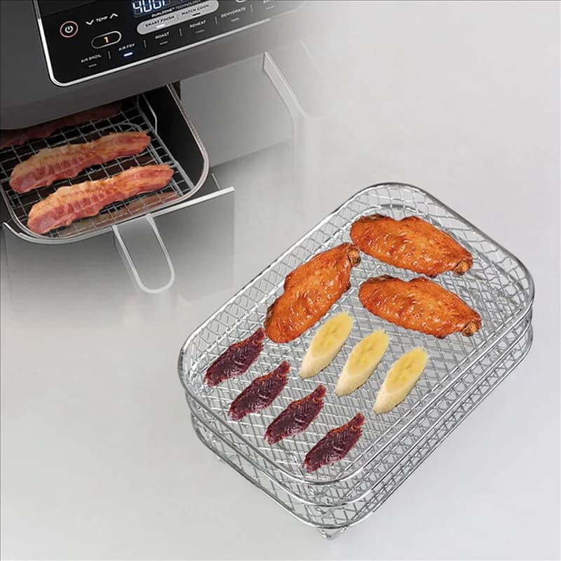 Parts for Electrical Appliances 2X Air Frying Grid for Ninja Dual Basket, 3 Layers, Stackable Belly Grills, Air Frying Accessories for Ninja DZ201,