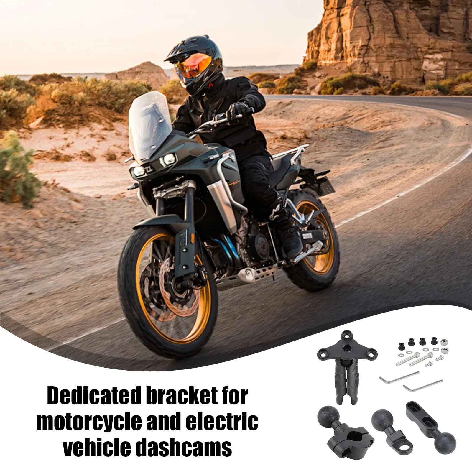 Supporto Antifurto Antiscivolo per Dash Cam, Montaggio Retrovisore per Moto, Ideale per Guida All'aperto, Viaggi, Gite su Strada e Pendolarismo
