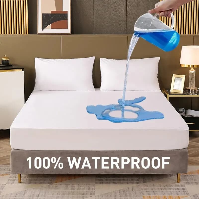 Coprimaterasso impermeabile tinta unita per letto, protezione per materasso per camera da letto e camera degli ospiti