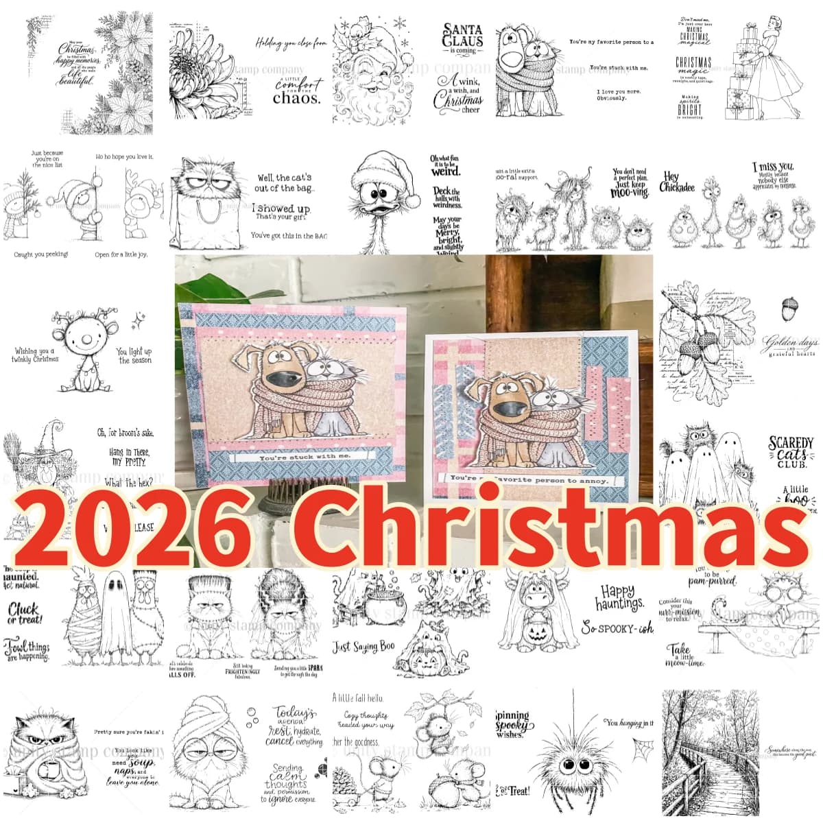 Christmas Santa 2026 Halloween Cats Witch Cowstume Clear Stamps DIY Scrapbook Handcraft Gift Card Craft Template Decoration