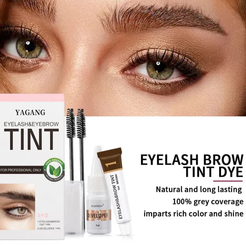 Kit 2 in 1 per Tintura Ciglia e Sopracciglia, Gel Colorante Rapido, Crema per Sopracciglia Nera/Marrone/Caffè, Mascara per Sopracciglia, Strumento per il Trucco