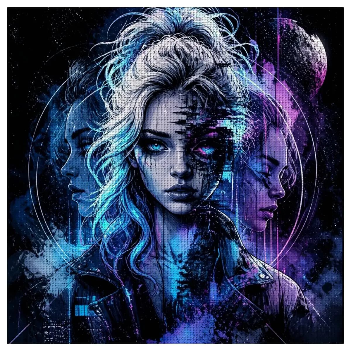 1pc 40X40CM/15.74inch Cool Goddess Stamped Cross Stitch Kit DIY Kit 11/14CT DIY Embroidered Set DIY Cross-Stitch Set New Arrival