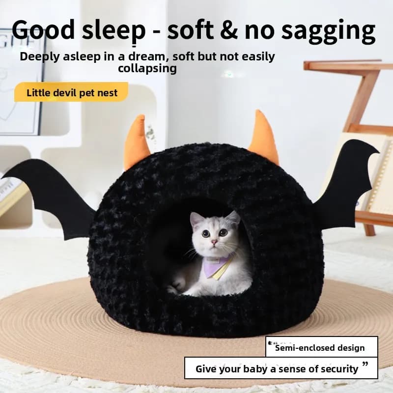 Pet universal in all seasons, winter warm cat nest cross-border cartoon eggshell Halloween cat and dog semi-closed pet nest