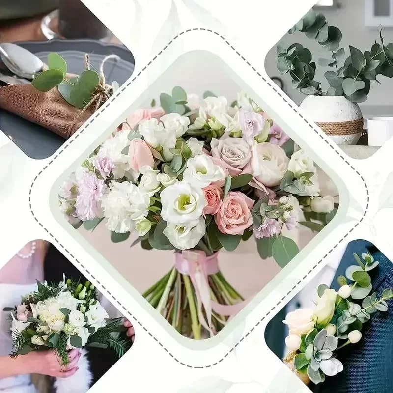 Top Quality Artificial Eucalyptus Stems Leaves Branches Silk Plant Bouquet For Vase Wedding Flower Floral Arrangement